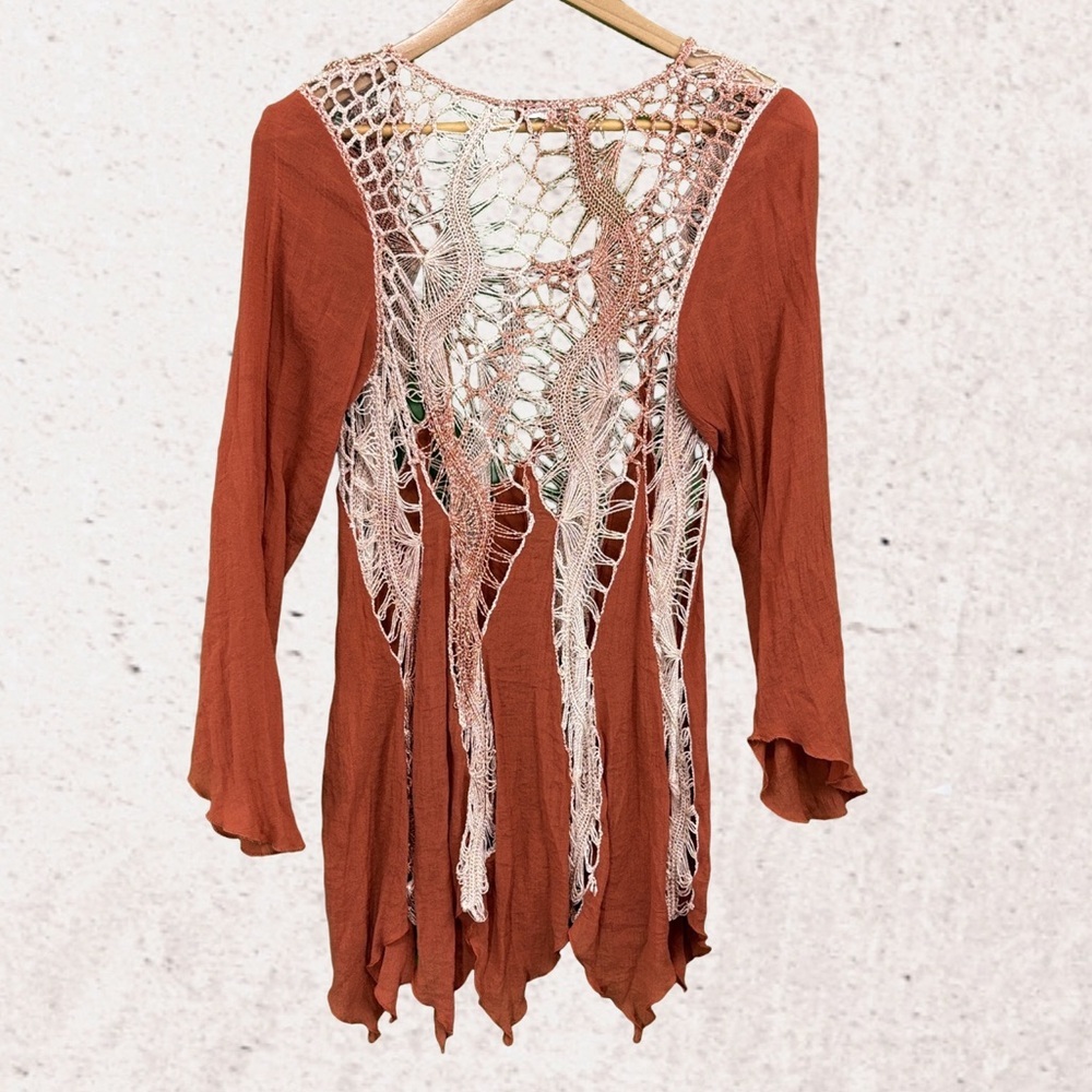 Scully Asymmetrical Orange Cream Blouse - Picture 2 of 2